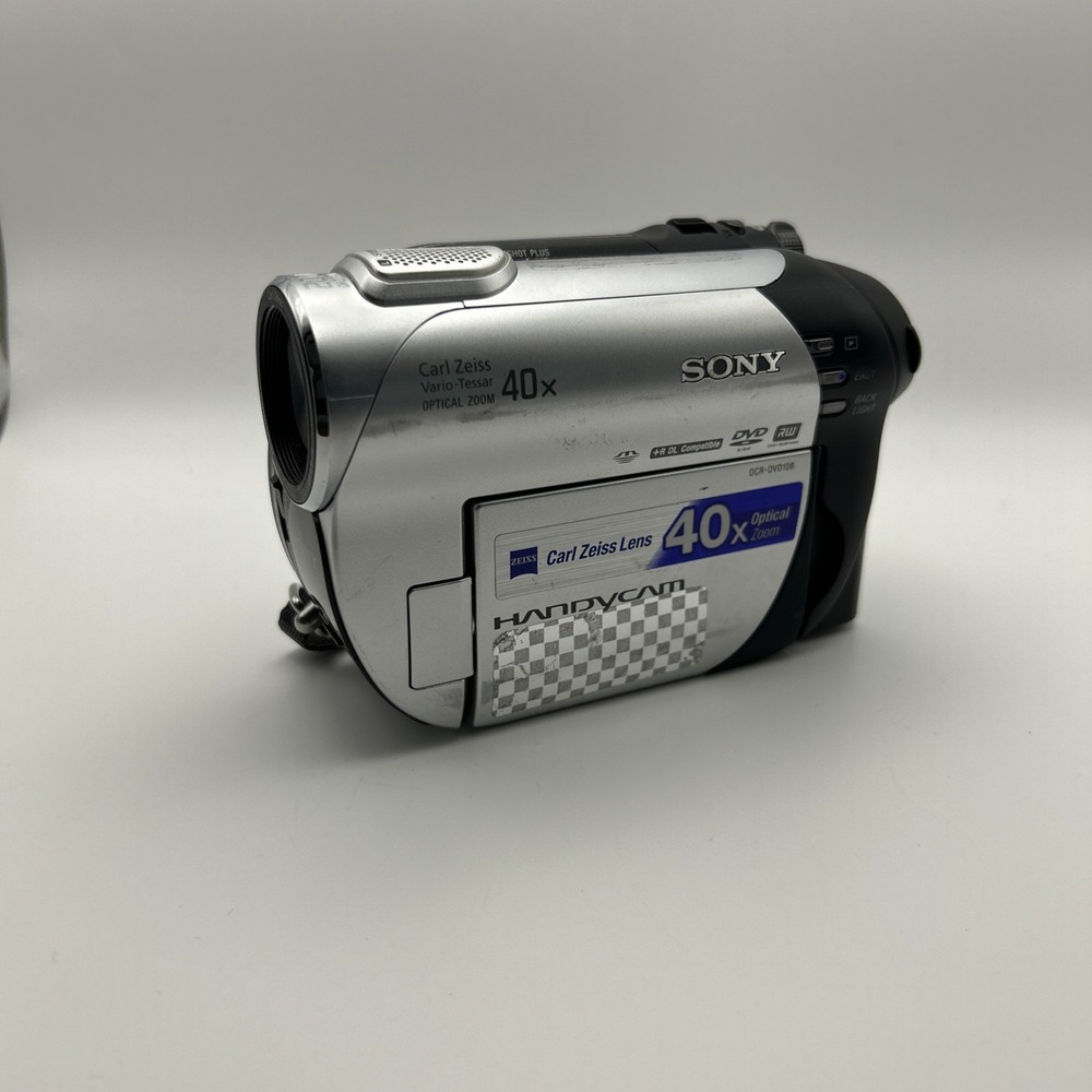Sony Handycam DCR-DVD108 DVD Camcorder 40x Optical Zoom Silver W Case No Battery